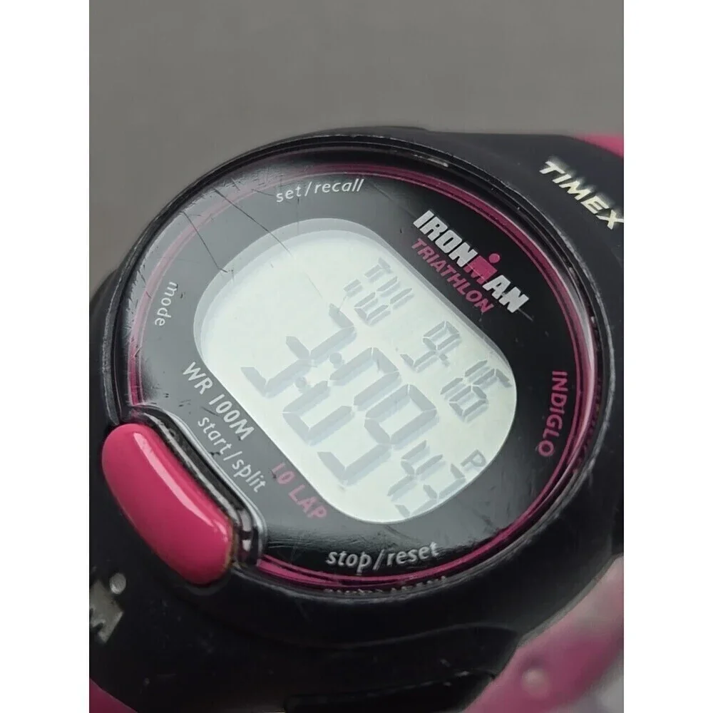 Womens Timex Ironman Triathlon 10 Lap Digital Watch Indiglo Alarms New Battery